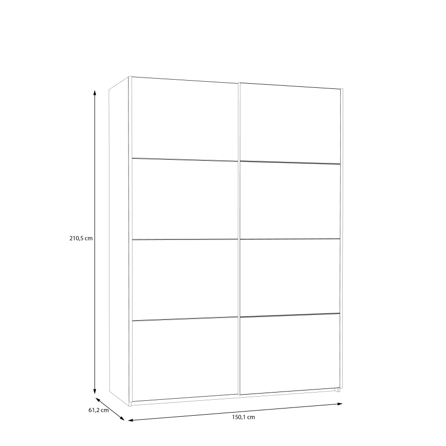 Šatní skříň se zrcadlem KARO 150x210x61 cm bílá