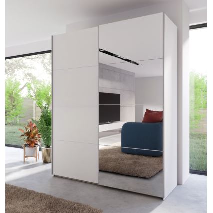 Šatní skříň se zrcadlem KARO 170x210 cm bílá