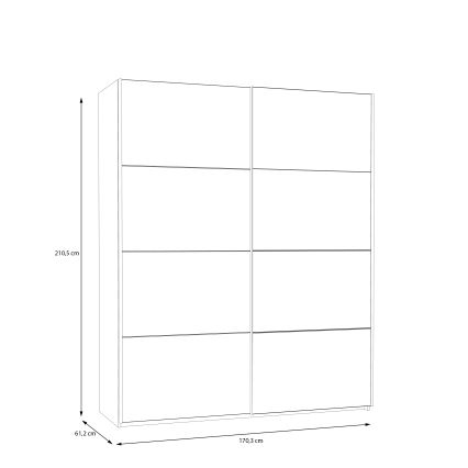 Šatní skříň se zrcadlem KARO 170x210 cm bílá