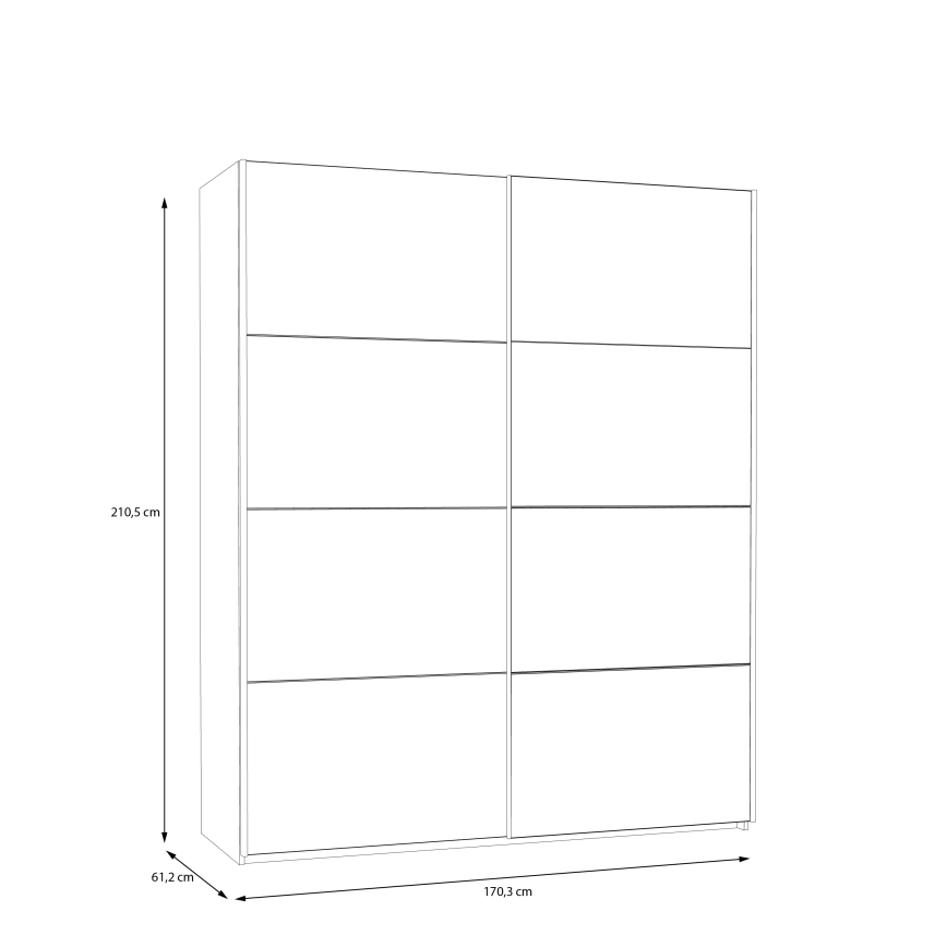 Šatní skříň se zrcadlem KARO 170x210x61 cm bílá