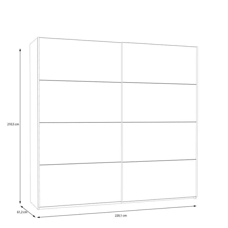 Šatní skříň se zrcadlem KARO 220x210 cm bílá