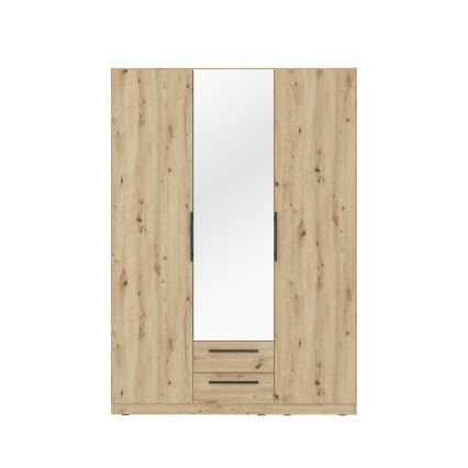 Šatní skříň se zrcadlem MARO 150x213 cm dub artisan