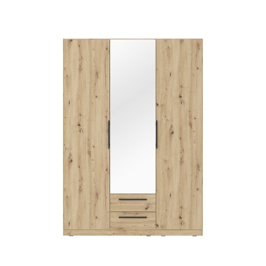 Šatní skříň se zrcadlem MARO 150x213 cm dub artisan