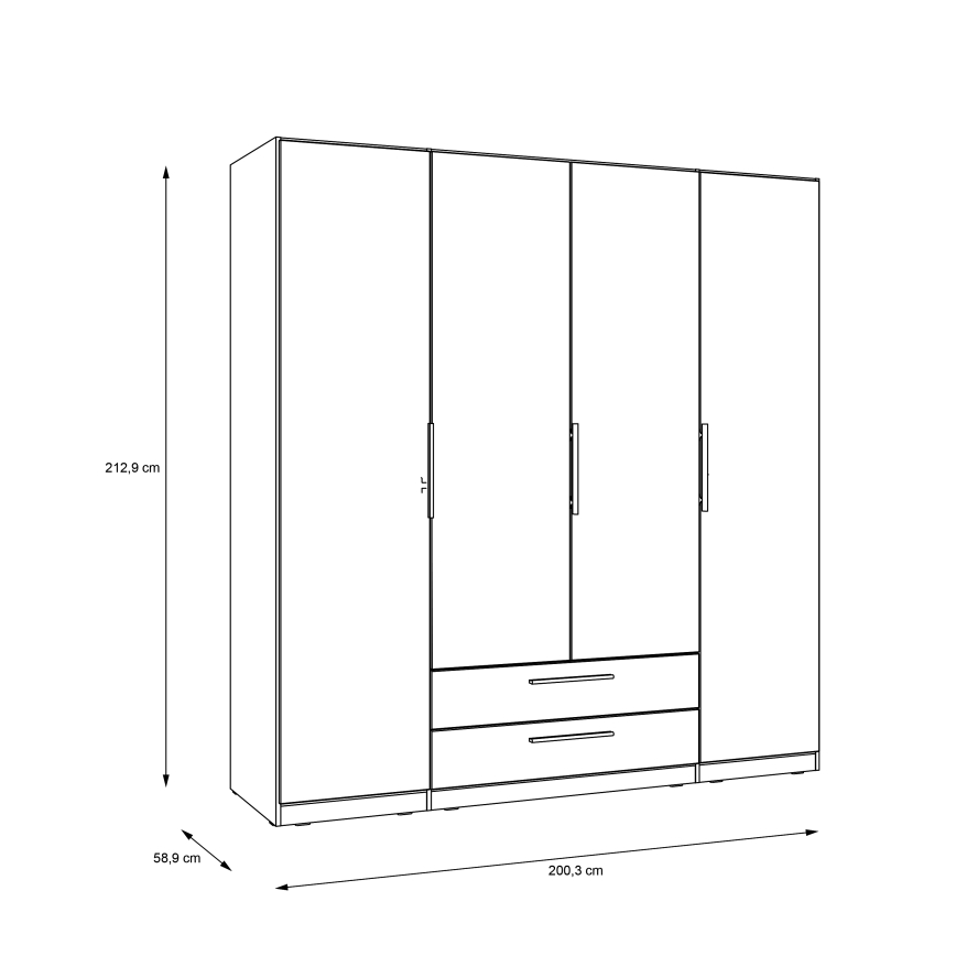 Šatní skříň se zrcadlem MARO 200x213 cm dub artisan