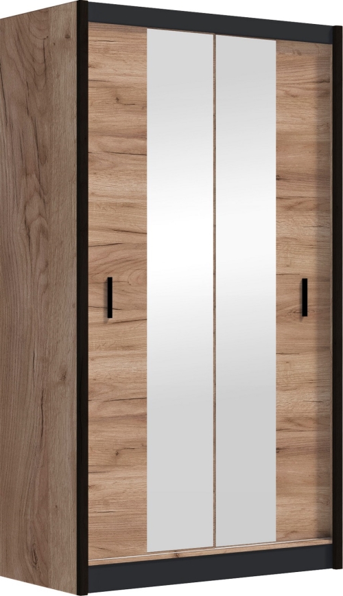 Šatní skříň se zrcadlem MIRO 120x215 cm dub craft/černá