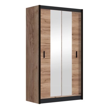 Šatní skříň se zrcadlem MIRO 120x215x61 cm dub craft/černá