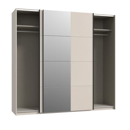 Šatní skříň se zrcadlem ODEN 220x210 cm béžová