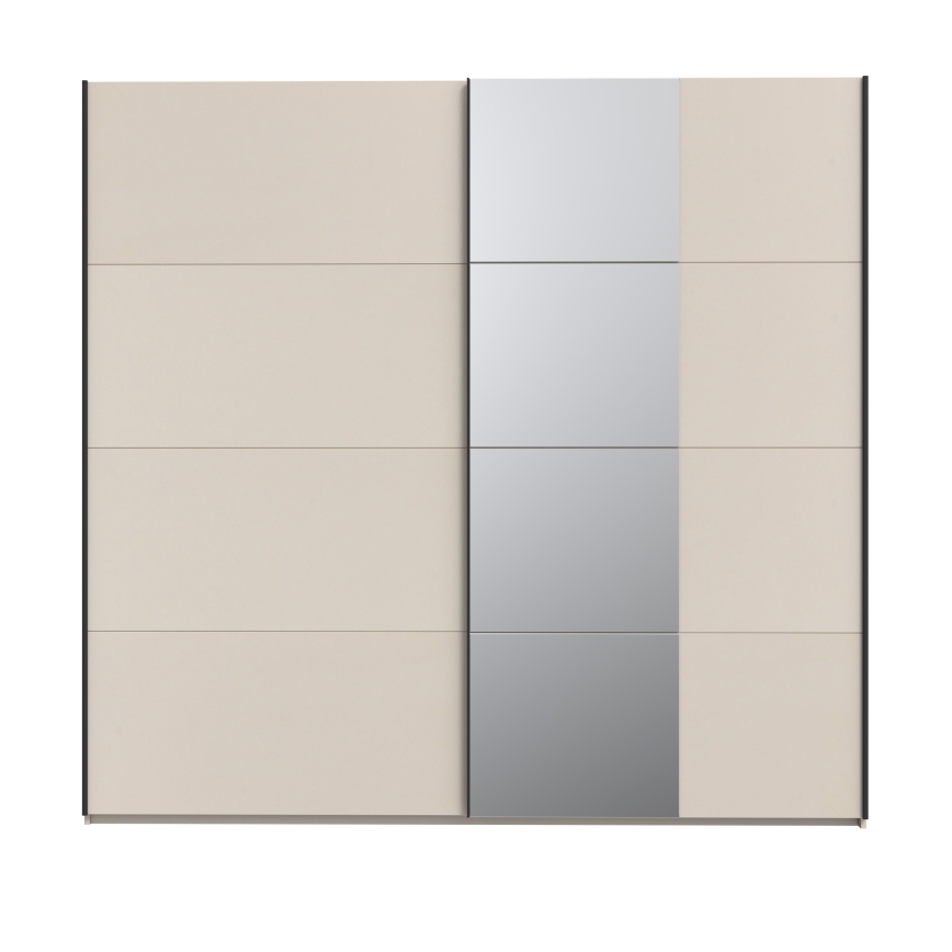 Šatní skříň se zrcadlem ODEN 220x210 cm béžová