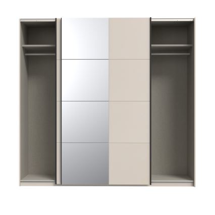 Šatní skříň se zrcadlem ODEN 220x210 cm béžová