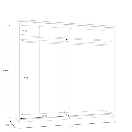 Šatní skříň se zrcadlem ODEN 220x210 cm béžová