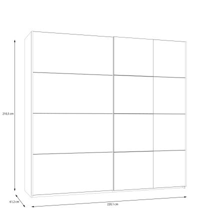 Šatní skříň se zrcadlem ODEN 220x210x61 cm béžová