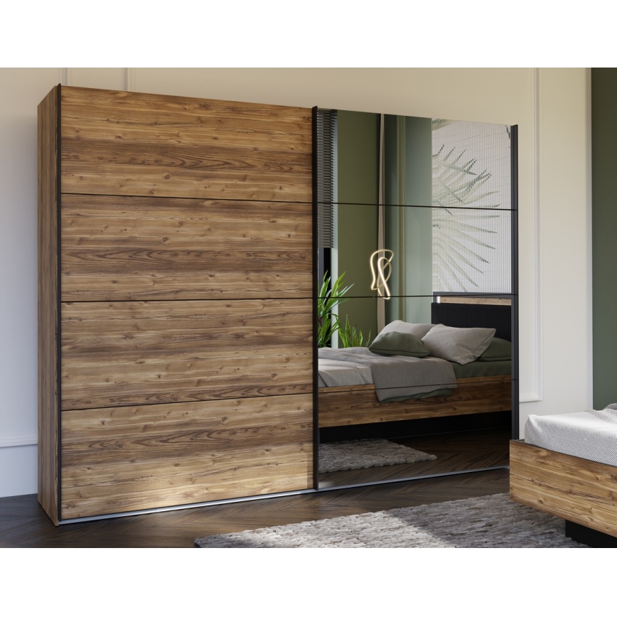 Šatní skříň se zrcadlem OREN 270x210 cm dub artisan