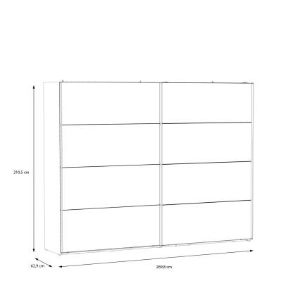 Šatní skříň se zrcadlem OREN 270x210 cm dub artisan