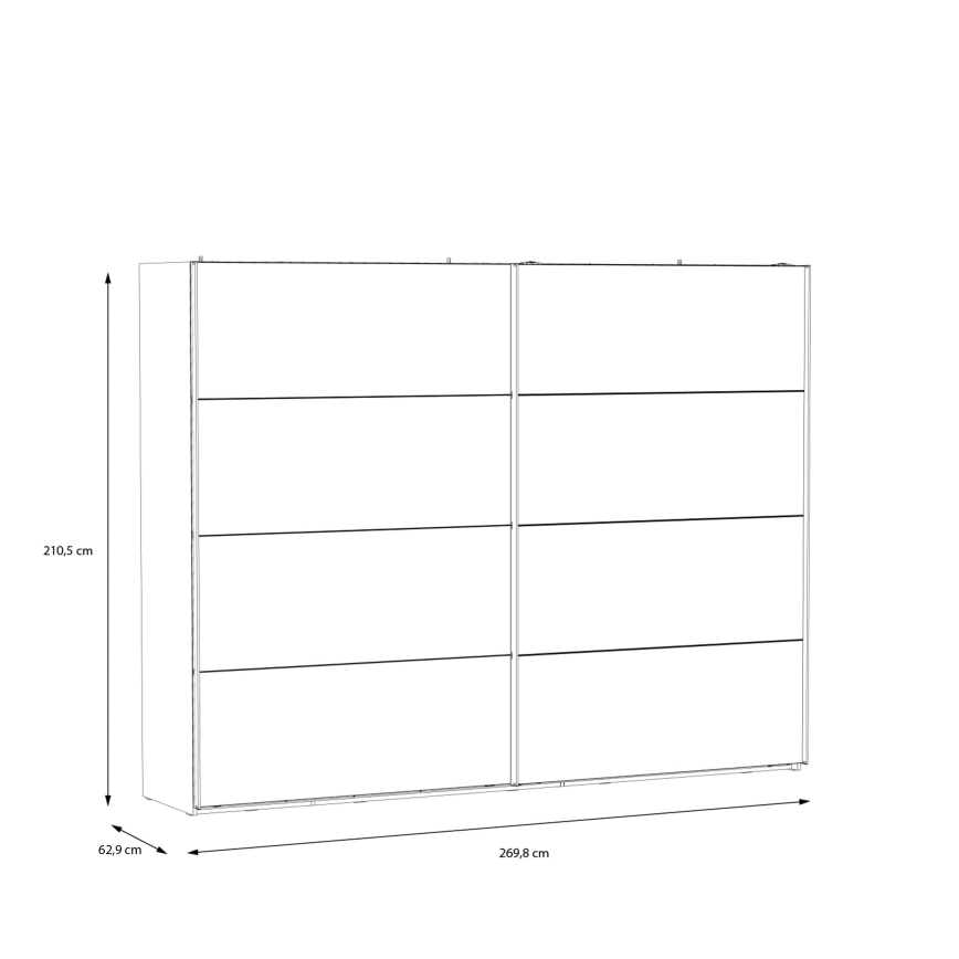 Šatní skříň se zrcadlem OREN 270x210 cm dub artisan