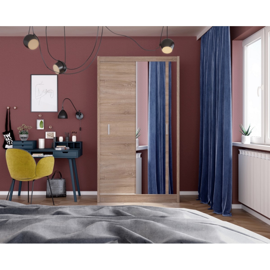 Šatní skříň se zrcadlem SABRINA 120x215x61 cm dub sonoma