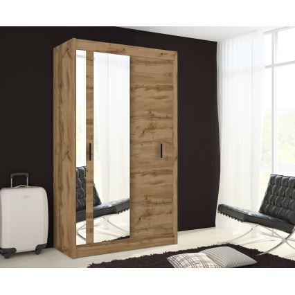 Šatní skříň se zrcadlem SABRINA 120x215x61 cm dub woltan