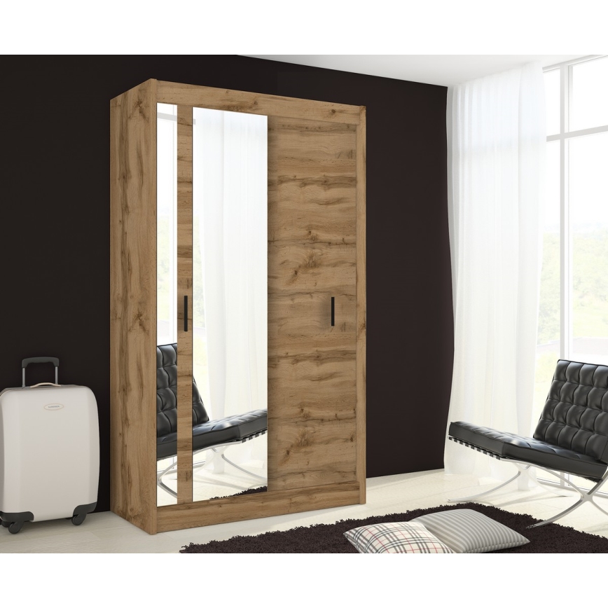 Šatní skříň se zrcadlem SABRINA 120x215x61 cm dub woltan
