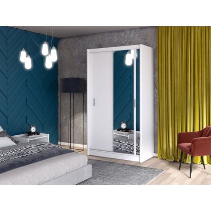 Šatní skříň se zrcadlem SABRINA 150x215x61 cm bílá