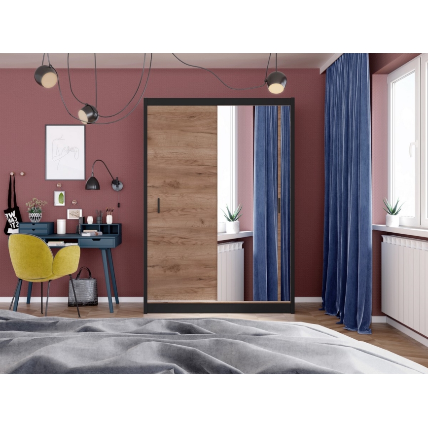 Šatní skříň se zrcadlem SABRINA 150x215x61 cm dub craft
