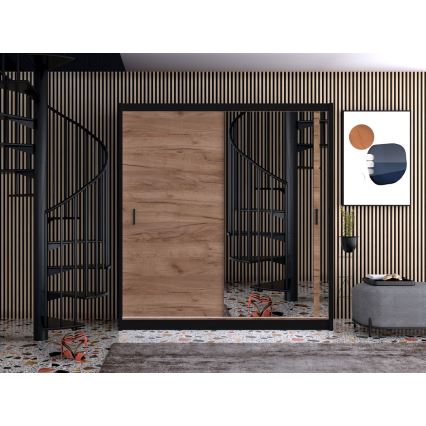 Šatní skříň se zrcadlem SABRINA 180x215x61 cm dub craft