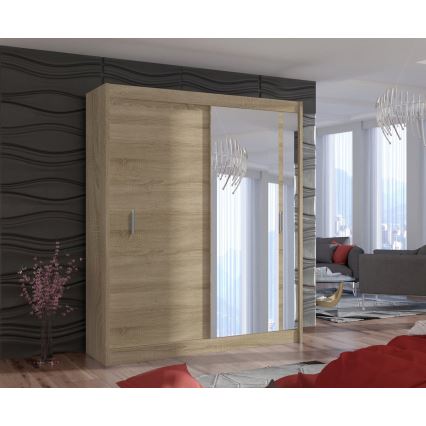 Šatní skříň se zrcadlem SABRINA 180x215x61 cm dub sonoma
