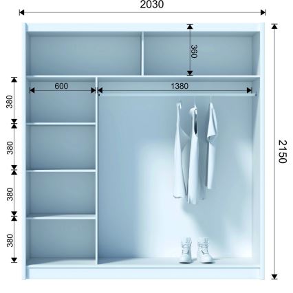 Šatní skříň se zrcadlem SABRINA 203x215x61 cm dub sonoma