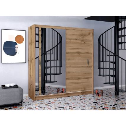 Šatní skříň se zrcadlem SABRINA 203x215x61 cm dub woltan