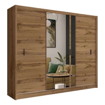 Šatní skříň se zrcadlem SABRINA 250x215 cm dub woltan