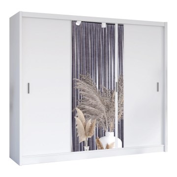 Šatní skříň se zrcadlem SABRINA 250x215x61 cm bílá