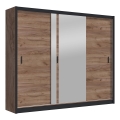Šatní skříň se zrcadlem SABRINA 250x215x61 cm dub craft