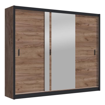 Šatní skříň se zrcadlem SABRINA 250x215x61 cm dub craft