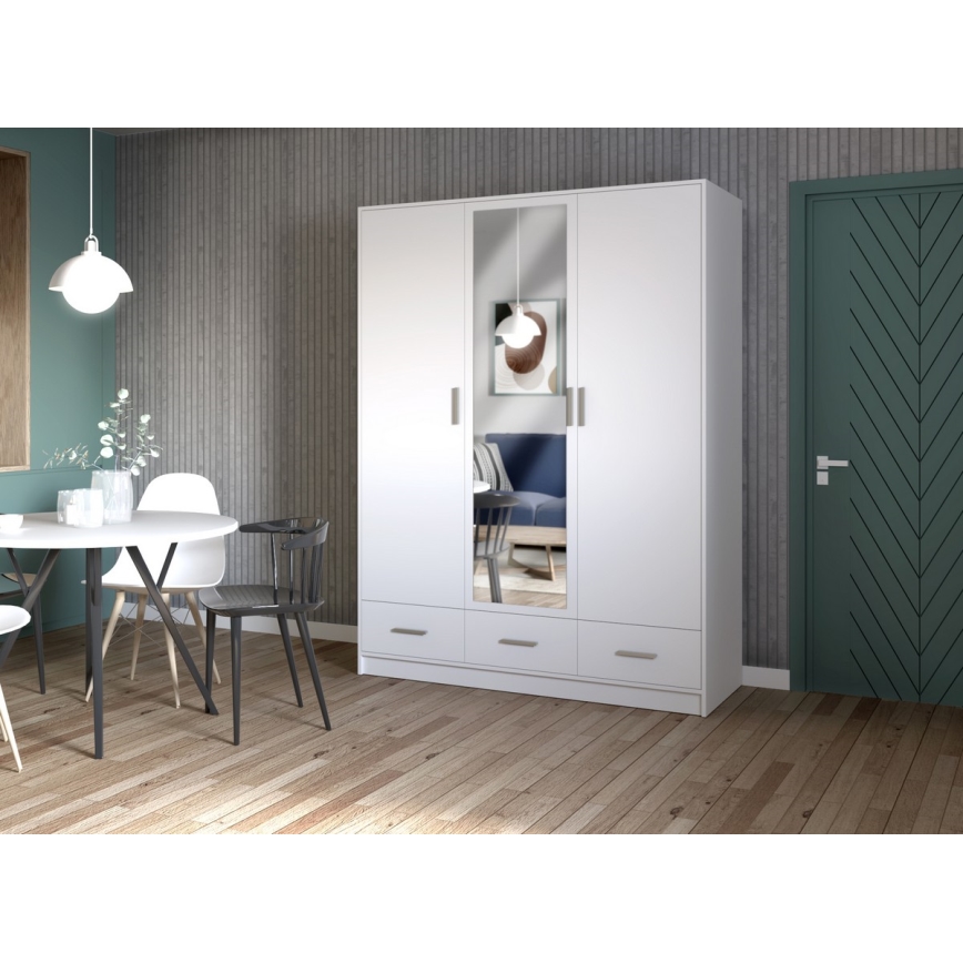 Šatní skříň se zrcadlem SANNA 150x215 cm bílá