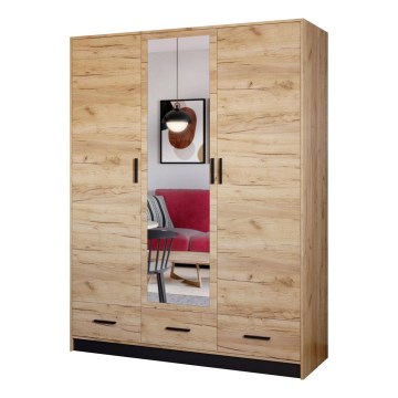 Šatní skříň se zrcadlem SANNA 150x215 cm dub craft