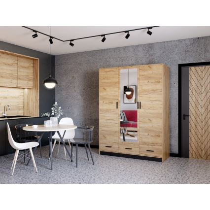 Šatní skříň se zrcadlem SANNA 150x215 cm dub craft