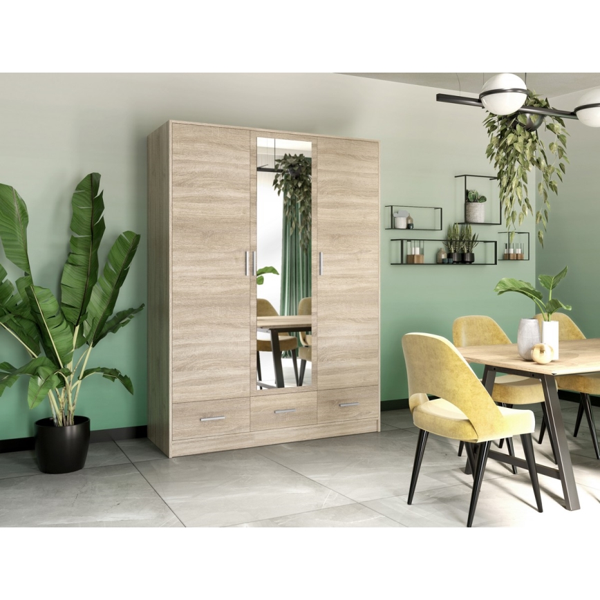 Šatní skříň se zrcadlem SANNA 150x215 cm dub sonoma