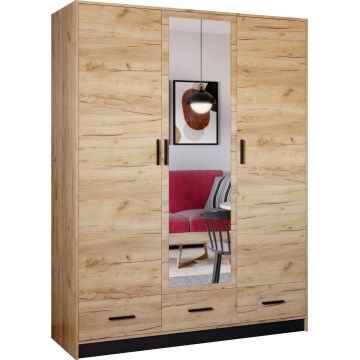 Šatní skříň se zrcadlem SANNA 150x215x58 cm dub craft