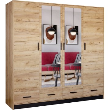 Šatní skříň se zrcadlem SANNA 200x200x58 cm dub craft