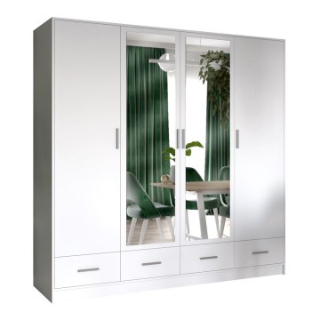 Šatní skříň se zrcadlem SANNA 200x215 cm bílá