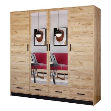 Šatní skříň se zrcadlem SANNA 200x215 cm dub craft