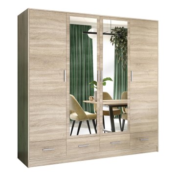 Šatní skříň se zrcadlem SANNA 200x215 cm dub sonoma