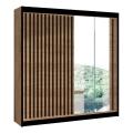 Šatní skříň se zrcadlem SANTINO 203x215x61 cm dub craft/černá