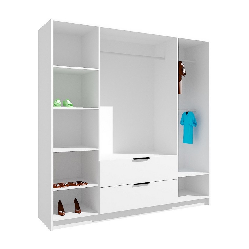 Šatní skříň se zrcadlem VISTA 200x215 cm dub artisan/grafit