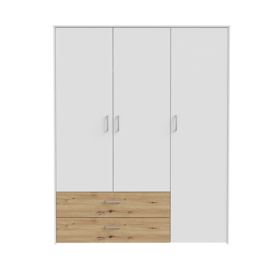 Šatní skříň URO 152x190 cm dub artisan/bílá