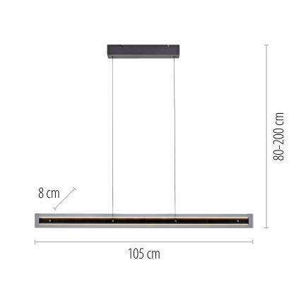 Schöner Wohnen 11316-18 - LED Stmívatelný lustr na lanku LENA LED/32W/230V 105 cm černá
