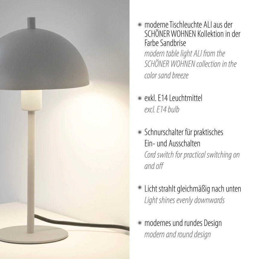 Schöner Wohnen 11726-39 - Stolní lampa ALI 1xE14/15W/230V šedá