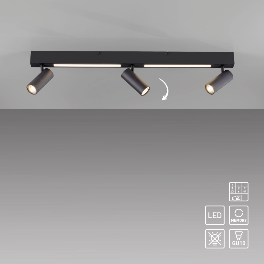 Schöner Wohnen 11794-18 - LED Bodové svítidlo DANTE 3xGU10/10W/230V + LED/14,4W černá