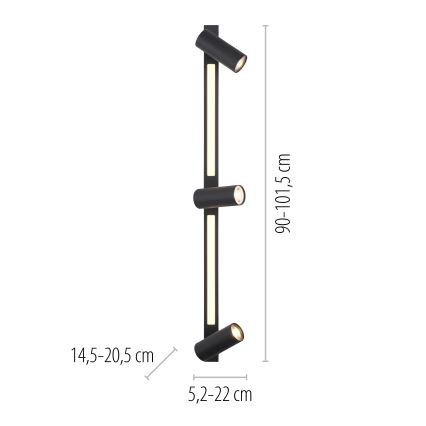 Schöner Wohnen 11794-18 - LED Bodové svítidlo DANTE 3xGU10/10W/230V + LED/14,4W černá