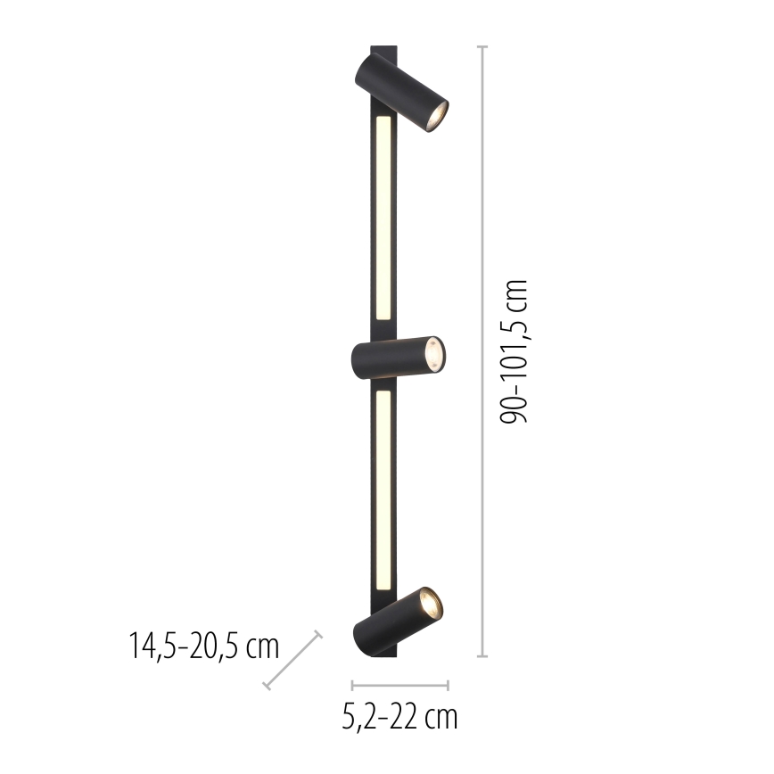 Schöner Wohnen 11794-18 - LED Bodové svítidlo DANTE 3xGU10/10W/230V + LED/14,4W černá