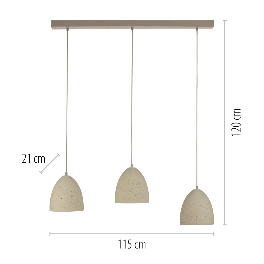 Schöner Wohnen 12541-42 - Lustr na lanku TRAVENTA 3xE27/40W/230V beton