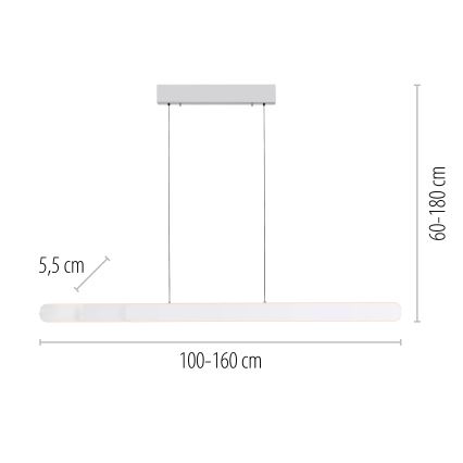 Schöner Wohnen 12577-16 - LED Stmívatelný lustr na lanku ADRIANA ROUND 2xLED/24W/230V 2700/3000/3500/4000/5000K 160 cm bílá